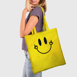 Сумка-шопер Smiley with fucks, цвет: 3D-принт — фото 2