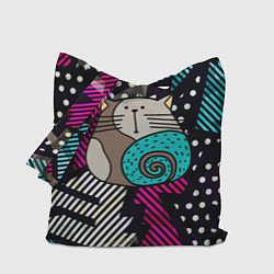 Сумка-шопер Круглый абстрактный кот, цвет: 3D-принт
