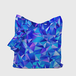 Сумка-шопер СИНЕ-ГОЛУБЫЕ полигональные кристаллы, цвет: 3D-принт