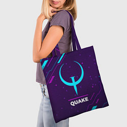 Сумка-шопер Символ Quake в неоновых цветах на темном фоне, цвет: 3D-принт — фото 2