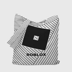 Сумка-шопер Символ Roblox на светлом фоне с полосами, цвет: 3D-принт