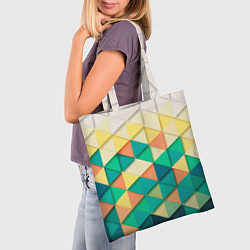 Сумка-шопер Цветные объемные треугольники, цвет: 3D-принт — фото 2