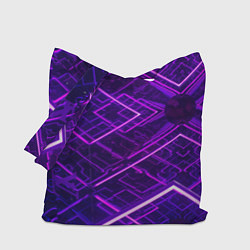 Сумка-шопер Неоновые ромбы в абстракции - Фиолетовый, цвет: 3D-принт