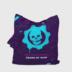 Сумка-шопер Символ Gears of War в неоновых цветах на темном фо, цвет: 3D-принт