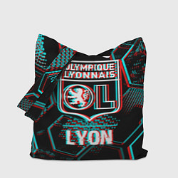 Сумка-шоппер Lyon FC в стиле Glitch на темном фоне