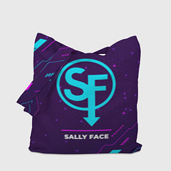 Сумка-шопер Символ Sally Face в неоновых цветах на темном фоне, цвет: 3D-принт