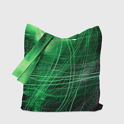 Сумка-шопер Неоновые волны и линии - Зелёный, цвет: 3D-принт