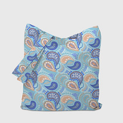 Сумка-шопер Турецкий огурец Turkish cucumber blue pattern, цвет: 3D-принт