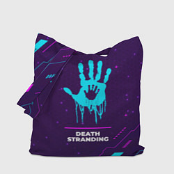Сумка-шопер Символ Death Stranding в неоновых цветах на темном, цвет: 3D-принт