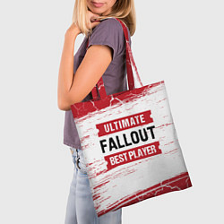 Сумка-шопер Fallout: красные таблички Best Player и Ultimate, цвет: 3D-принт — фото 2