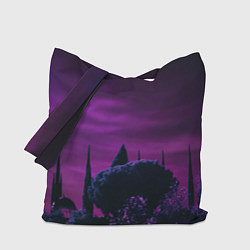 Сумка-шопер Ночное сияние в тёмном лесу - Фиолетовый, цвет: 3D-принт