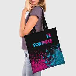 Сумка-шопер Fortnite - neon gradient: символ сверху, цвет: 3D-принт — фото 2