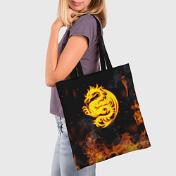 Сумка-шопер Огнедышащий дракон и пламя, цвет: 3D-принт — фото 2