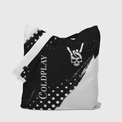 Сумка-шоппер Coldplay и рок символ на темном фоне