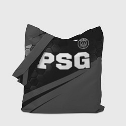 Сумка-шопер PSG sport на темном фоне: символ сверху, цвет: 3D-принт