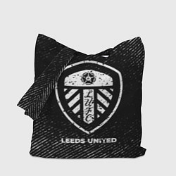 Сумка-шопер Leeds United с потертостями на темном фоне, цвет: 3D-принт