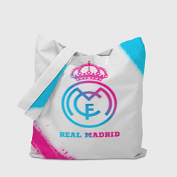 Сумка-шопер Real Madrid neon gradient style, цвет: 3D-принт