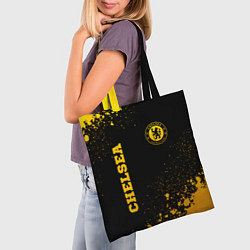 Сумка-шопер Chelsea - gold gradient: символ и надпись вертикал, цвет: 3D-принт — фото 2