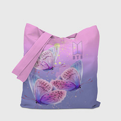 Сумка-шопер BTS красивые бабочки, цвет: 3D-принт