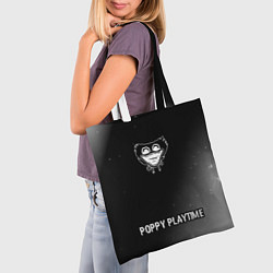 Сумка-шопер Poppy Playtime glitch на темном фоне: символ сверх, цвет: 3D-принт — фото 2