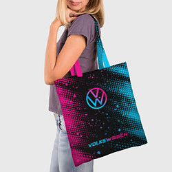 Сумка-шопер Volkswagen - neon gradient: символ, надпись, цвет: 3D-принт — фото 2