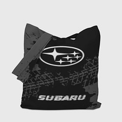 Сумка-шопер Subaru speed шины на темном: символ, надпись, цвет: 3D-принт