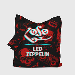 Сумка-шопер Led Zeppelin rock glitch, цвет: 3D-принт