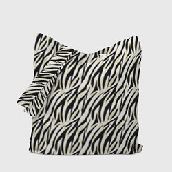 Сумка-шопер Тигровый полосатый узор-черные, бежевые полосы на, цвет: 3D-принт