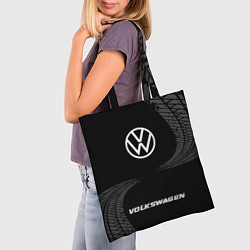 Сумка-шопер Volkswagen speed шины на темном: символ, надпись, цвет: 3D-принт — фото 2