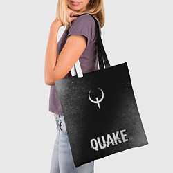 Сумка-шопер Quake glitch на темном фоне: символ, надпись, цвет: 3D-принт — фото 2