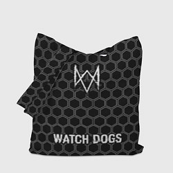 Сумка-шопер Watch Dogs glitch на темном фоне: символ, надпись, цвет: 3D-принт