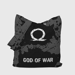 Сумка-шопер God of War glitch на темном фоне: символ, надпись, цвет: 3D-принт