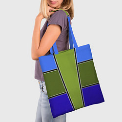 Сумка-шопер Зелено- синий геометрический дизайн, цвет: 3D-принт — фото 2