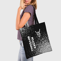 Сумка-шопер Thousand Foot Krutch и рок символ на темном фоне, цвет: 3D-принт — фото 2