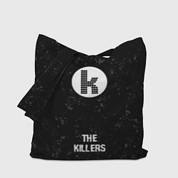 Сумка-шопер The Killers glitch на темном фоне: символ, надпись, цвет: 3D-принт