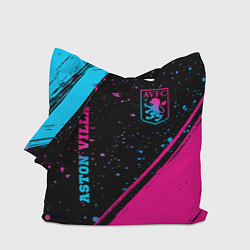 Сумка-шопер Aston Villa - neon gradient: надпись, символ, цвет: 3D-принт