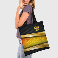 Сумка-шопер Black & gold - герб России, цвет: 3D-принт — фото 2