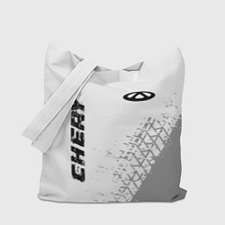 Сумка-шоппер Chery speed на светлом фоне со следами шин: надпис