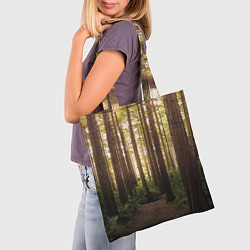 Сумка-шопер Дневной лес, деревья и свет, цвет: 3D-принт — фото 2
