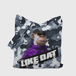 Сумка-шоппер Камуфляж обезьяна в кепке и очках like dat