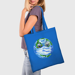 Сумка-шопер Злая планета Земля в маске, цвет: 3D-принт — фото 2