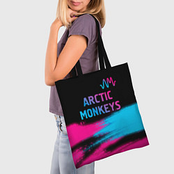 Сумка-шопер Arctic Monkeys - neon gradient: символ сверху, цвет: 3D-принт — фото 2