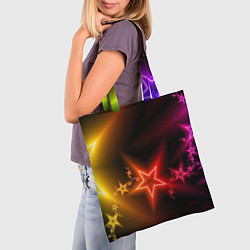 Сумка-шопер Звёзды с неоновым свечением, цвет: 3D-принт — фото 2