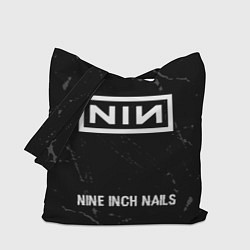 Сумка-шоппер Nine Inch Nails glitch на темном фоне: символ, над