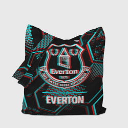 Сумка-шопер Everton FC в стиле glitch на темном фоне, цвет: 3D-принт