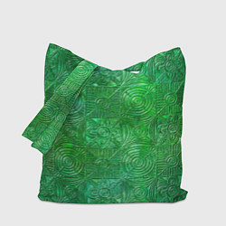 Сумка-шопер Узорчатый зеленый стеклоблок имитация, цвет: 3D-принт