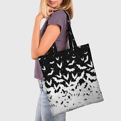 Сумка-шопер Black and white bat pattern, цвет: 3D-принт — фото 2