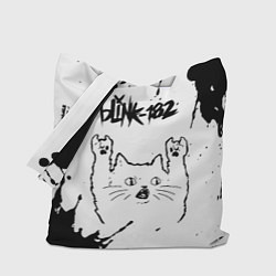 Сумка-шоппер Blink 182 рок кот на светлом фоне