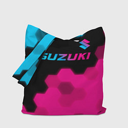 Сумка-шопер Suzuki - neon gradient: символ сверху, цвет: 3D-принт