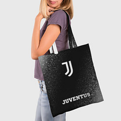 Сумка-шопер Juventus sport на темном фоне: символ, надпись, цвет: 3D-принт — фото 2